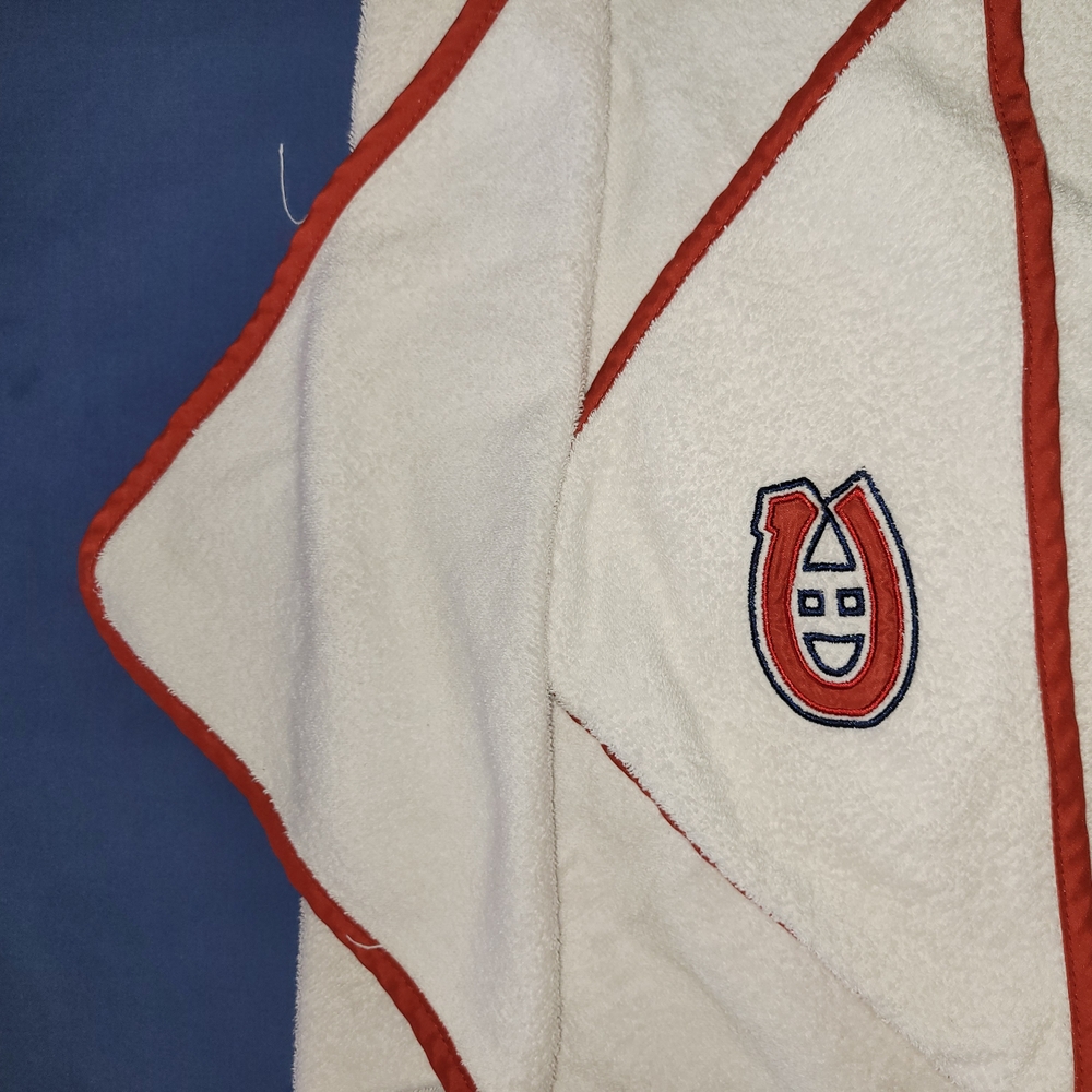 White Hooded Towel with Red Trim
